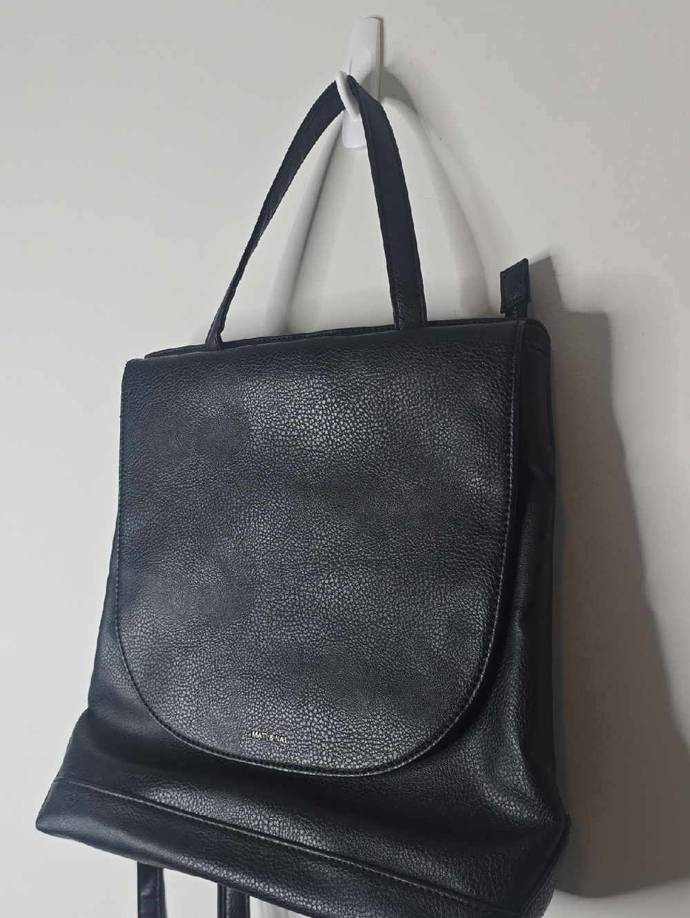 Matt & Nat Black Vegan Leather Flap Sevan Backpack - Picture 3 of 9